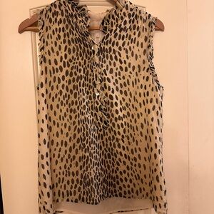 J. Crew Beige and Black Sleeveless Blouse